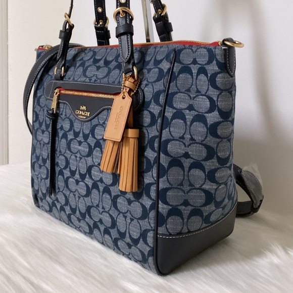 NWT💃Coach Kleo Carryall Signature Chambray - Picture 7 of 12